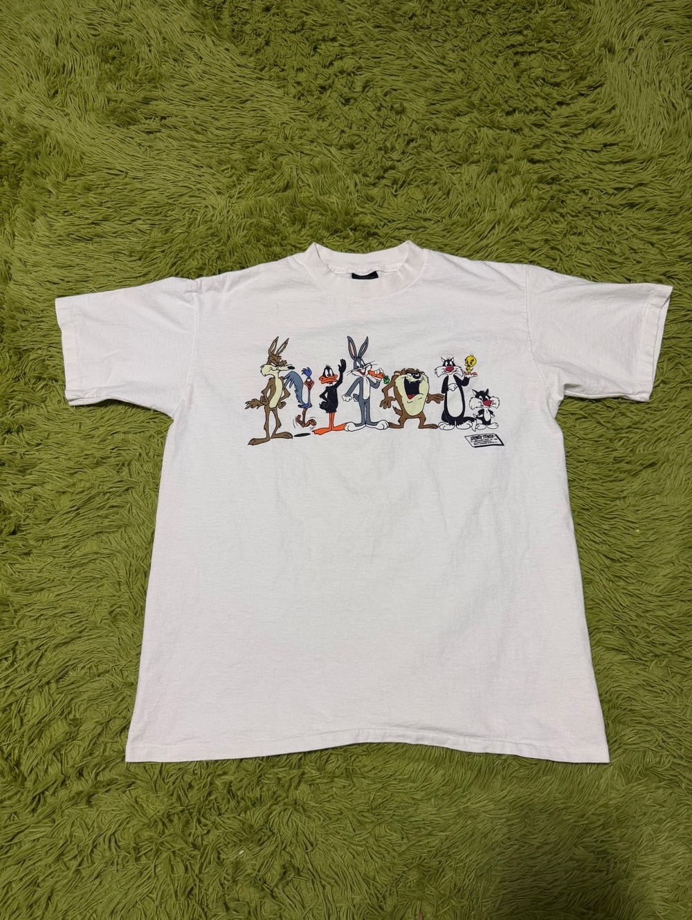 Vintage 90s Looney Tunes AOP All Over Print Graphic T-shirt Size XL White